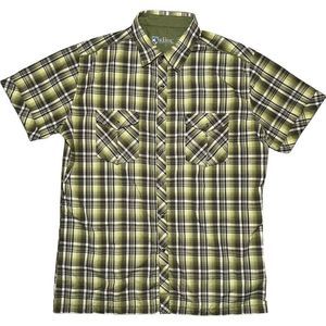 Kuhl Eluxur Short Sleeve Plaid Pearl Snap Western Shirt Men's Size Large Green